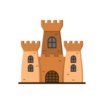Castle icon in flat style. Medieval stronghold vector illustration on isola.. Stock Illustration