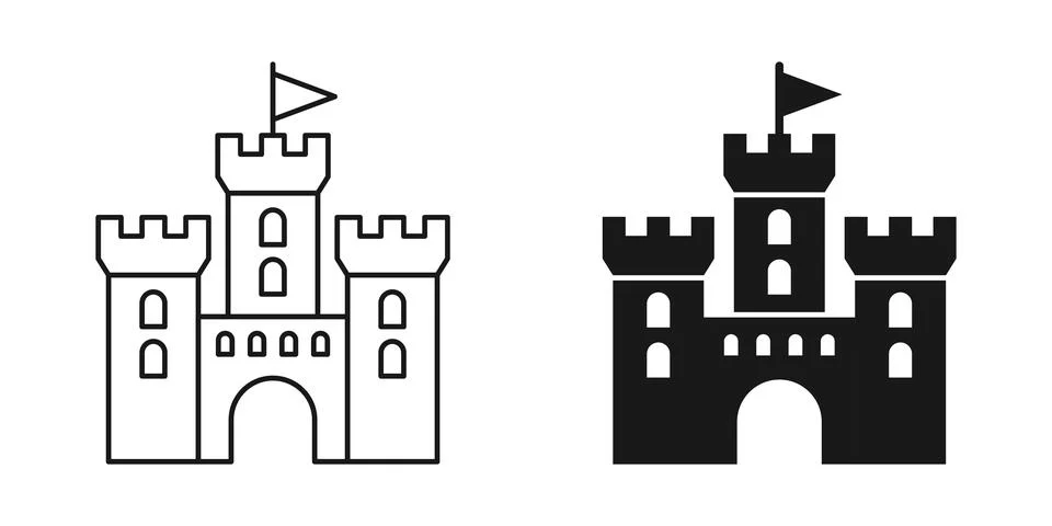 Castle icon in flat style. Medieval stronghold vector illustration on isola.. Stock Illustration