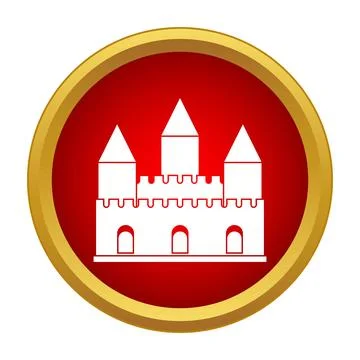Castle icon inside red and gold circle Stock Illustration