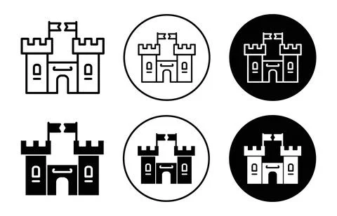 Castle icon Outline flat Icon Stock Illustration