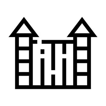 Castle icon representing ancient architecture and security Ilustración de archivo