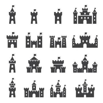 Castle icon set Stock Illustration