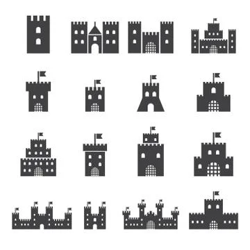 Castle icon set Stock Illustration