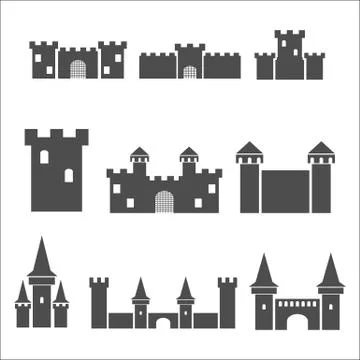 Castle icon set. Stock Illustration