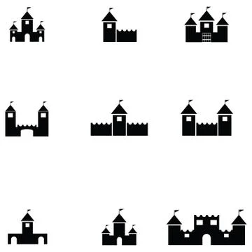Castle icon set Stock Illustration