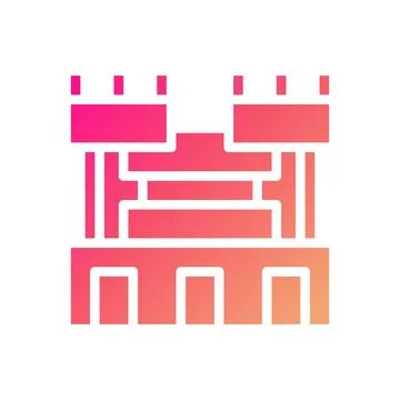 Castle icon solid gradient pink yellow summer beach symbol illustration. 스톡 일러스트