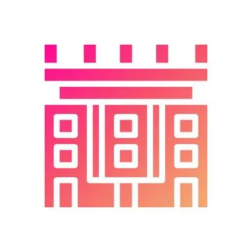 Castle icon solid gradient pink yellow summer beach symbol illustration. Illustrazione stock