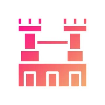 Castle icon solid gradient pink yellow summer beach symbol illustration. Stock Illustration