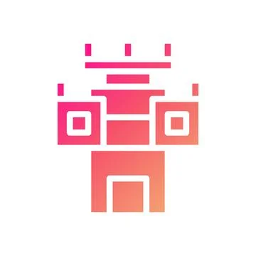 Castle icon solid gradient pink yellow summer beach symbol illustration. Illustrazione stock