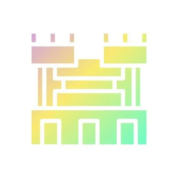 Castle icon solid gradient purple yellow green summer beach symbol illustra.. 스톡 일러스트