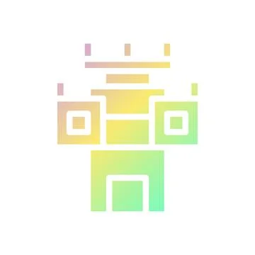 Castle icon solid gradient purple yellow green summer beach symbol illustra.. Stock Illustration