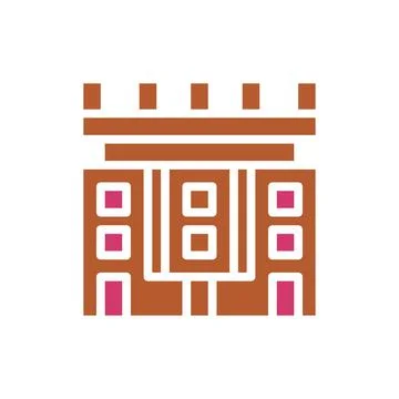 Castle icon solid red brown summer beach symbol illustration. Illustrazione stock