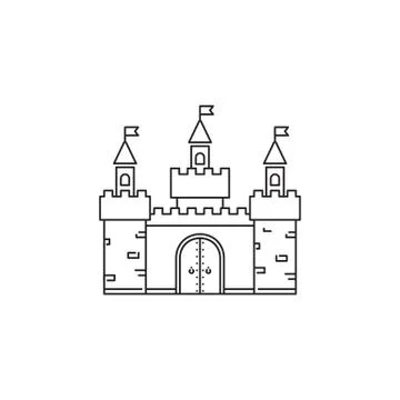 Castle icon vector linear design isolated on white background. Park logo Ilustración de archivo