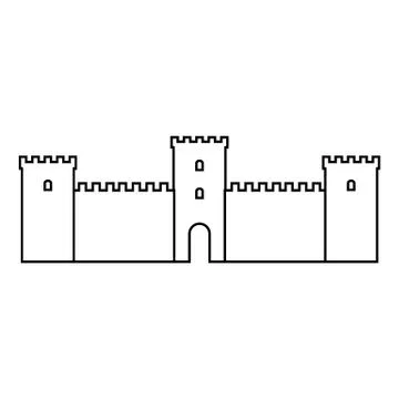 Castle icon on white. Illustrazione stock