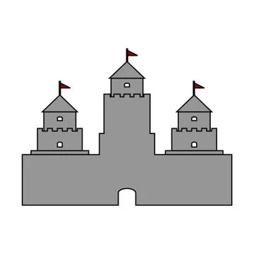 Castle icon on white. Illustrazione stock