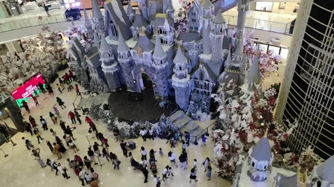 Castle interior inside a mall Stock Footage 296676732
