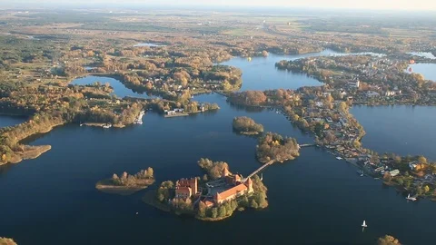 Castle on island Stock Footage 97136981