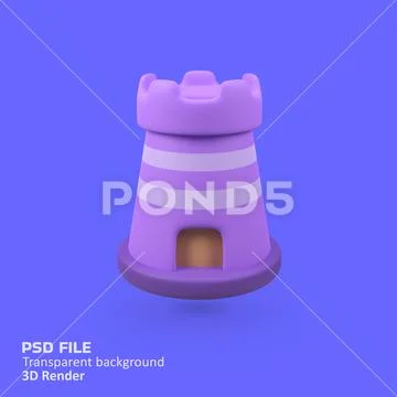 Castle isolated 3d render icon illustration Plantilla PSD