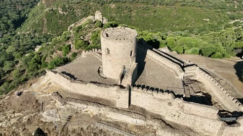 Castle of Jimena de la Frontera in the natural park of Los Alcornocales Stock Footage