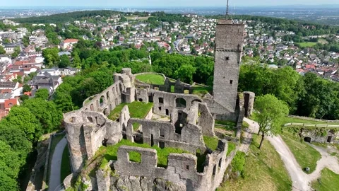 Castle Königstein on a Hill, State of Hesse, Germany. European castle Stock Footage 239351364