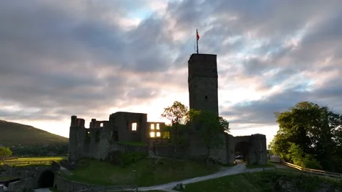 Castle Königstein on a Hill, State of Hesse, Germany. European castle Stock Footage 239351463