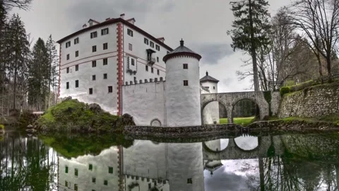 Castle with lake Stock Footage 145761874