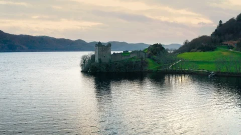 Castle on the Lake in Scotland Stock Footage 127353517