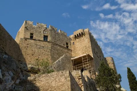 Castle in Lindos 스톡 사진