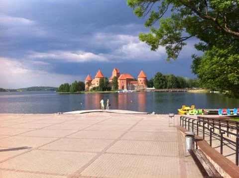 Castle in Lithuania on lake Stock Photos