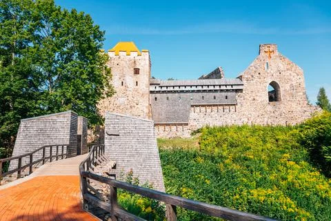 Castle Of The Livonian Order, ruins in Sigulda, Latvia Stock Photos