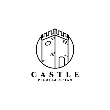 Castle logo vector illustration design, line art simple castle icon Stock Illustration