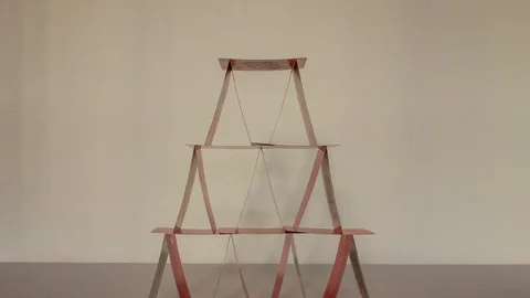 Castle made with playing cards Stock Footage 101478097