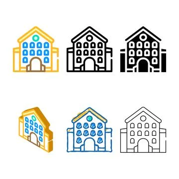 Castle main building color variants icon vector Ilustración de archivo