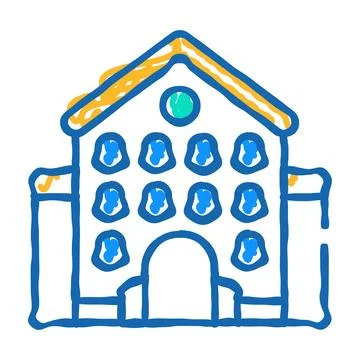 Castle main building icon doodle illustration Ilustración de archivo