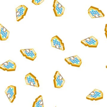 Castle main building isometric icon seamless pattern Stock Illustration