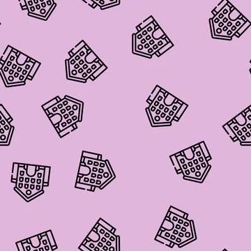 Castle main building line vector seamless pattern Stock Illustration