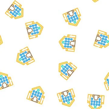 Castle main building vector seamless pattern Stock Illustration