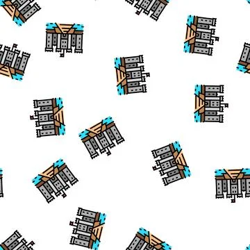 Castle medieval building vector seamless pattern Ilustración de archivo