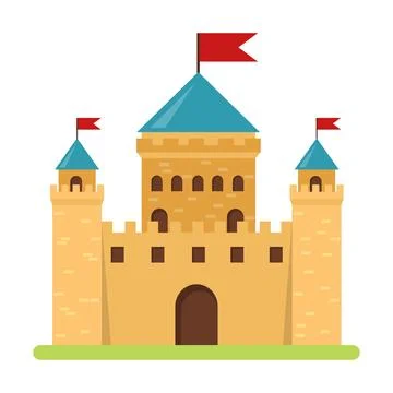 Castle, medieval castle isolated on white background. Castle icon. Vector Stock Illustration