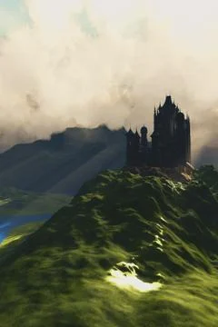 Castle in the mist Stock Illustration