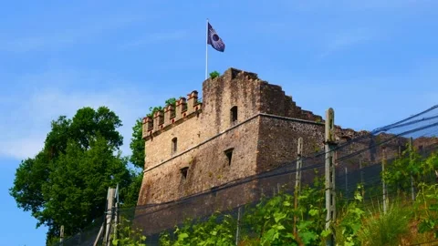 Castle in Morcote on a Vineyard with Mountain View in a Sunny Summer Day Stock Footage 195004919