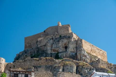 The castle of Morella in Spain Stock Photos