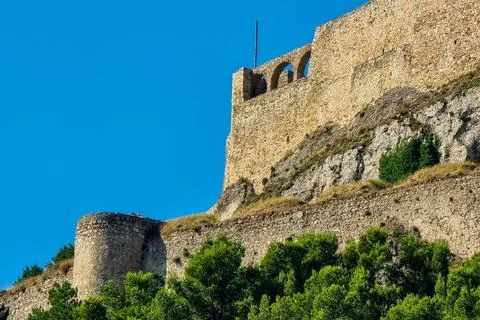 The castle of Morella in Spain Stock Photos