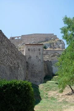 The castle of Morella in Spain Stock Photos