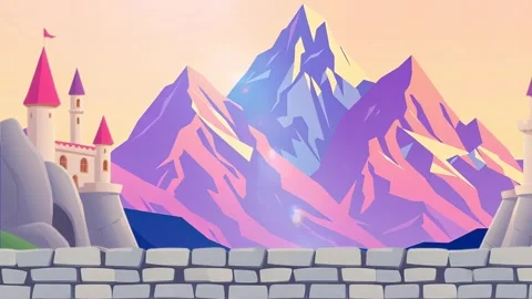 Castle with Mountain Landscape Animation Unit Stock Footage 305229711