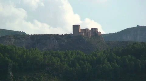 Castle in the mountains with cloud developing Stock Footage 50084405