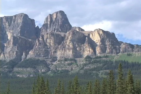 Castle Mt MS pan left Stock Footage 147672