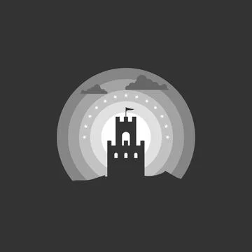 Castle in the Night. Silhouette Stock-Illustration