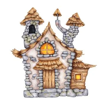 Castle old watercolor Ilustración de archivo