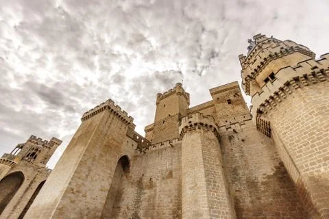 Castle of Olite bottom view in Navarre, Spain Foto stock